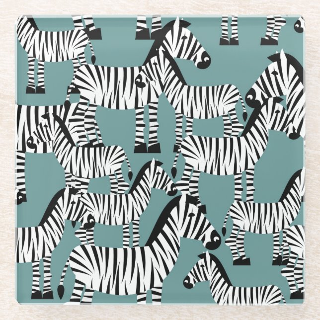Zebra Pattern Glass Coaster (Front)