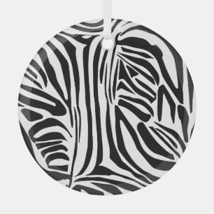 Zebra pattern glass ornament