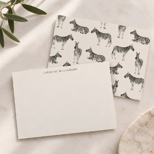 Zebra Pattern Illustrated Personalized Stationery Card