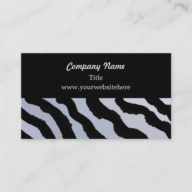 Zebra Pattern in Blue and Black Business Card (Front)