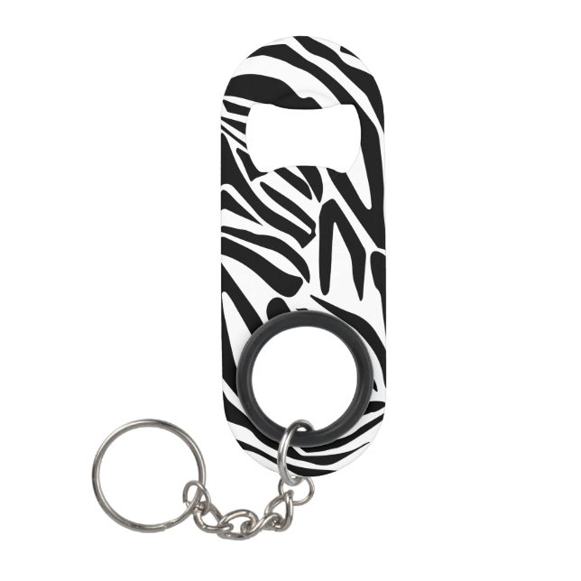 Zebra pattern keychain bottle opener (Front)