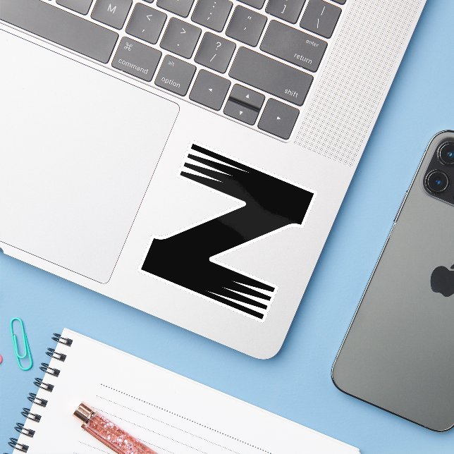 Zebra pattern line style Z Letter Monogram (Laptop w/ iPhone)