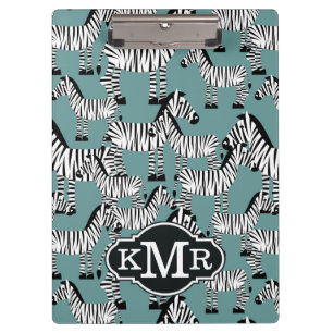 Zebra Pattern Monogram Clipboard