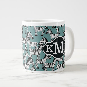 Zebra Pattern   Monogram Large Coffee Mug