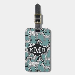 Zebra Pattern   Monogram Luggage Tag