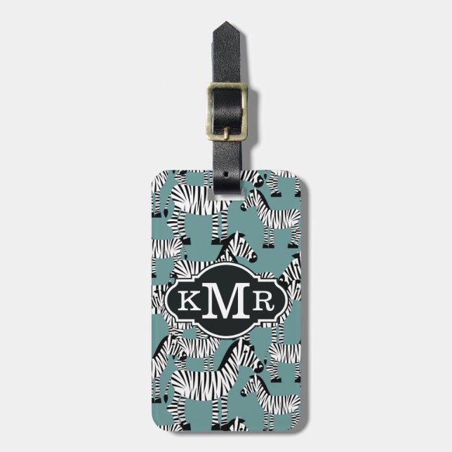Zebra Pattern | Monogram Luggage Tag (Front Vertical)