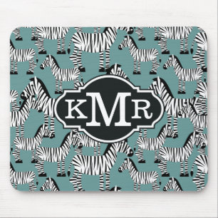 Zebra Pattern   Monogram Mouse Pad