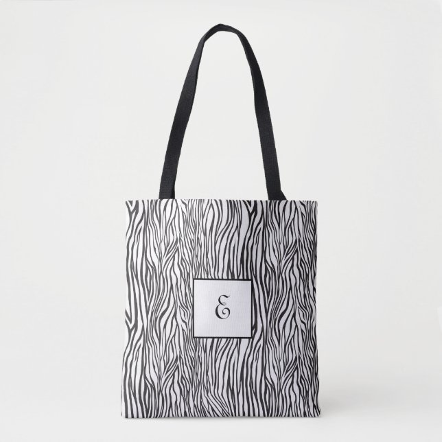Zebra Pattern Monogram Tote Bag (Front)