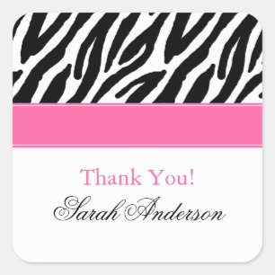 Zebra Pattern Personalized Square Sticker