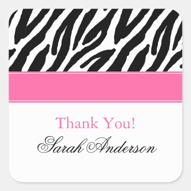 Zebra Pattern Personalized Square Sticker (Front)