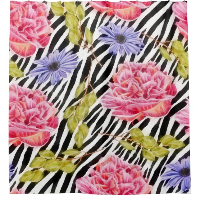Zebra Pattern Pink Flowers and Stripes (Front)