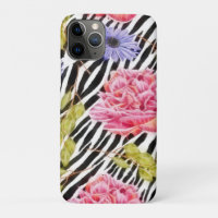 Zebra Pattern Pink Flowers and Stripes