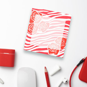 Zebra pattern + red roses notepad
