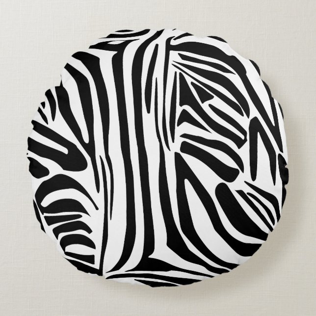 Zebra pattern round pillow (Front)