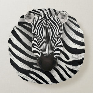 Zebra pattern round pillow