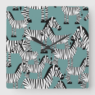 Zebra Pattern Square Wall Clock