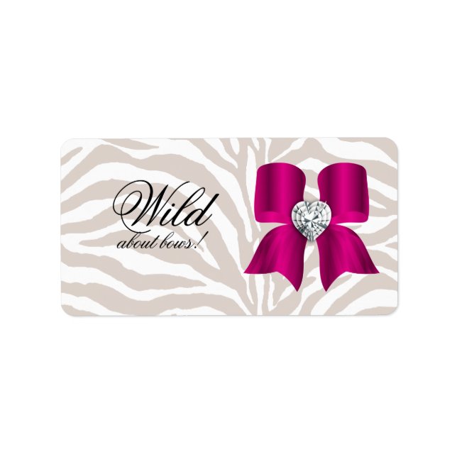 Zebra Pattern with Cute Fashion Jewellery Bow Label (Front)