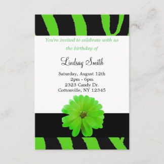 Zebra Pattern with Flower Birthday Invitation