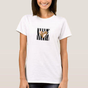 Zebra Pattern with Mocha Heart T-Shirt