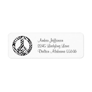 Zebra Peace Sign Address Labels