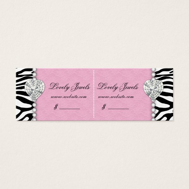 Zebra Pearl Lace Jewels Price Tag Pink Double (Front)