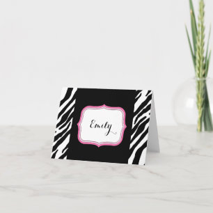 Zebra Personalized Folded Note Thank You Card