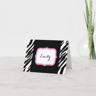 Zebra Personalized Folded Note Thank You Card