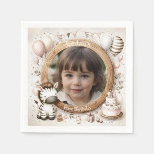 Zebra Photo Frame for Kids' Birthday Parties Napkin