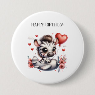 Zebra Pilot Birthday 3 Inch Round Button