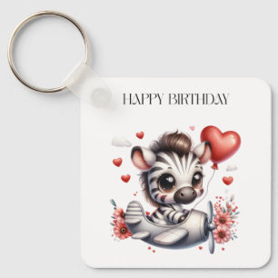 Zebra Pilot Birthday Keychain