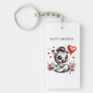 Zebra Pilot Birthday Keychain