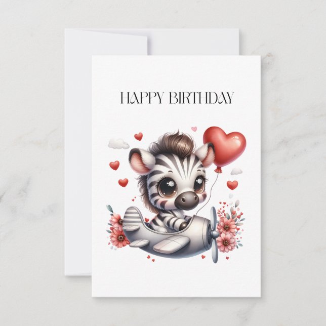 Zebra Pilot Birthday RSVP Card (Front)