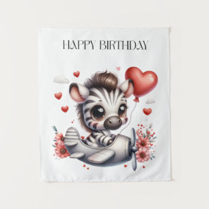 Zebra Pilot Birthday Tapestry