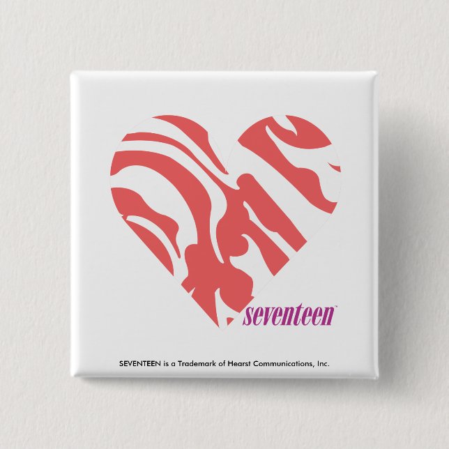 Zebra Pink 2 Inch Square Button (Front)