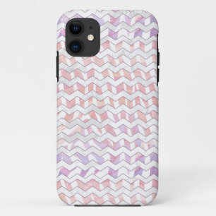 Zebra Pink and White Chevron iPhone 11 Case