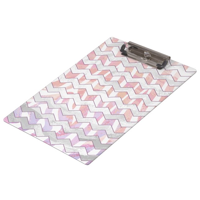 Zebra Pink and White Chevron Clipboard (Angled)