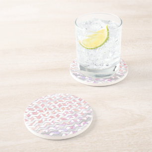 Zebra Pink and White Chevron Coaster