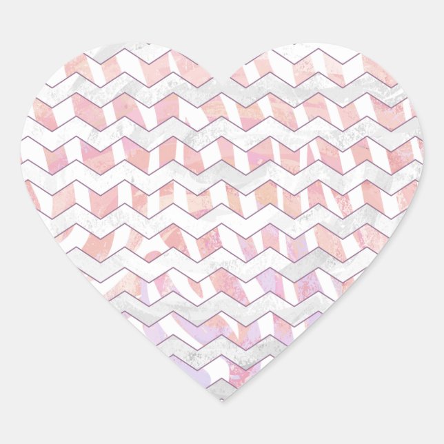 Zebra Pink and White Chevron Heart Sticker (Front)