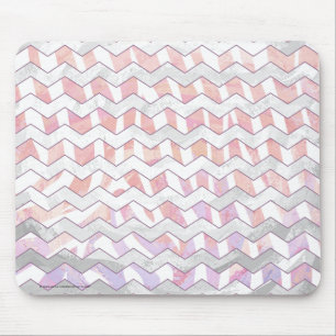 Zebra Pink and White Chevron Mouse Pad