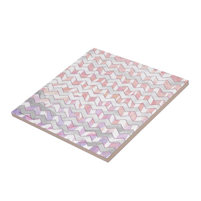Zebra Pink and White Chevron Tile (Side)