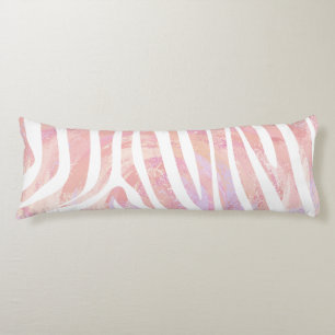 Zebra Pink and White Print Body Pillow