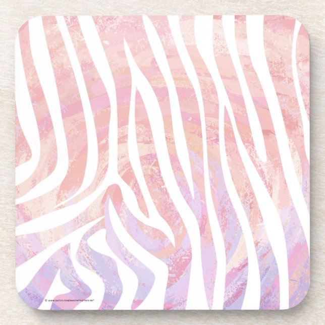 Zebra Pink and White Print Coaster (Front)