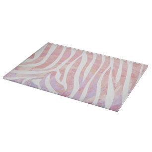 Zebra Pink and White Print Cutting Board