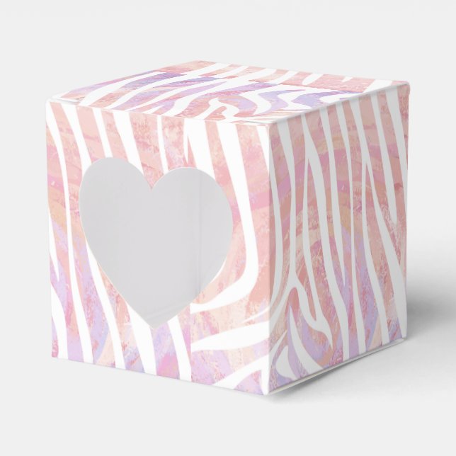 Zebra Pink and White Print Favor Box (Front Side)