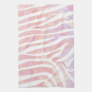 Zebra Pink and White Print Kitchen Towel