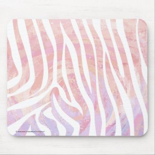 Zebra Pink and White Print Mouse Pad