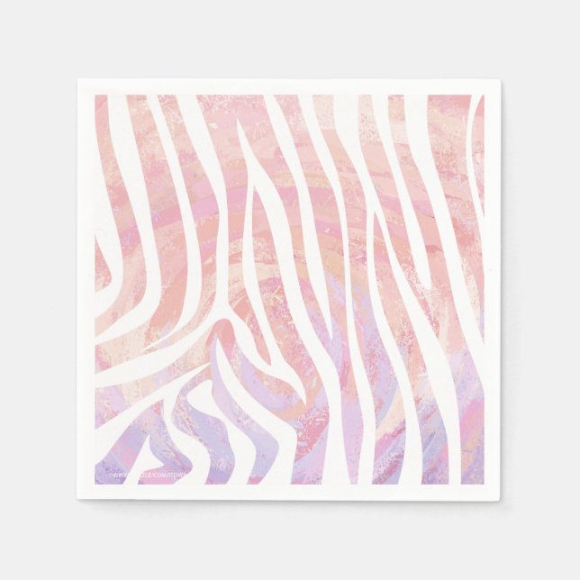 Zebra Pink and White Print Napkin (Front)