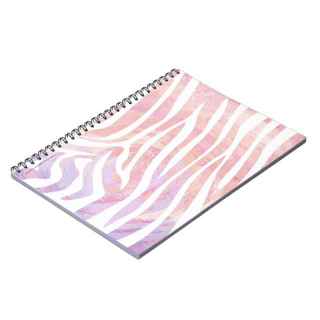 Zebra Pink and White Print Notebook (Left Side)