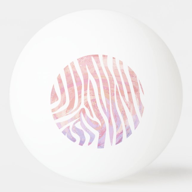 Zebra Pink and White Print Ping Pong Ball (Front)