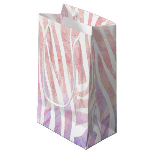Zebra Pink and White Print Small Gift Bag